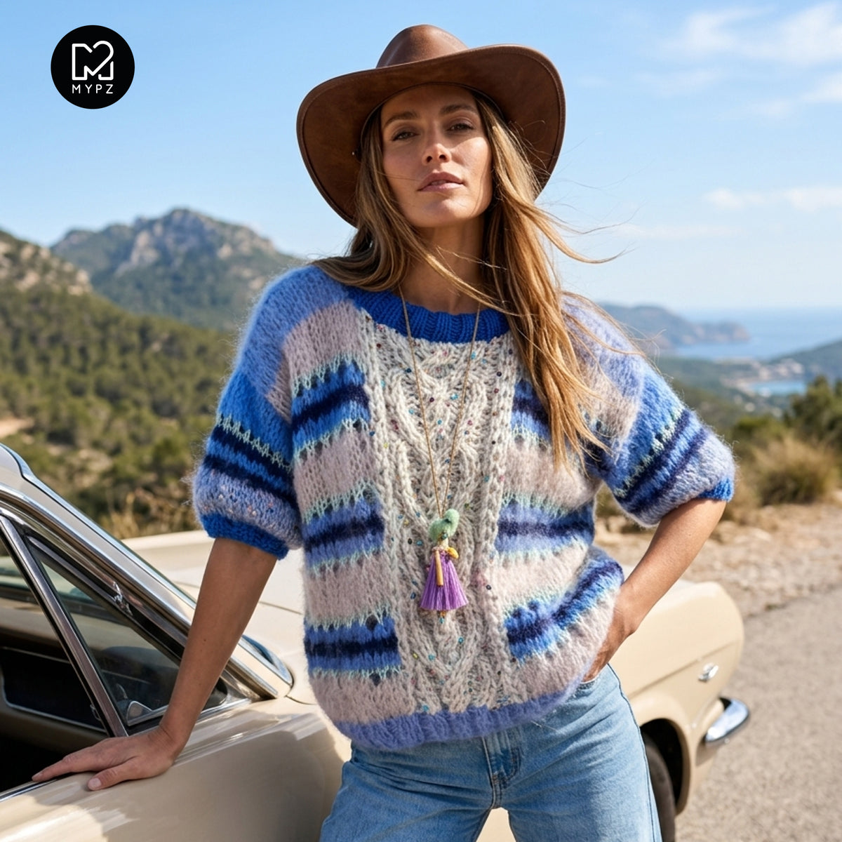 MYPZ Light Alpaca Mohair Top Corazón de ochos azul n.º 10
