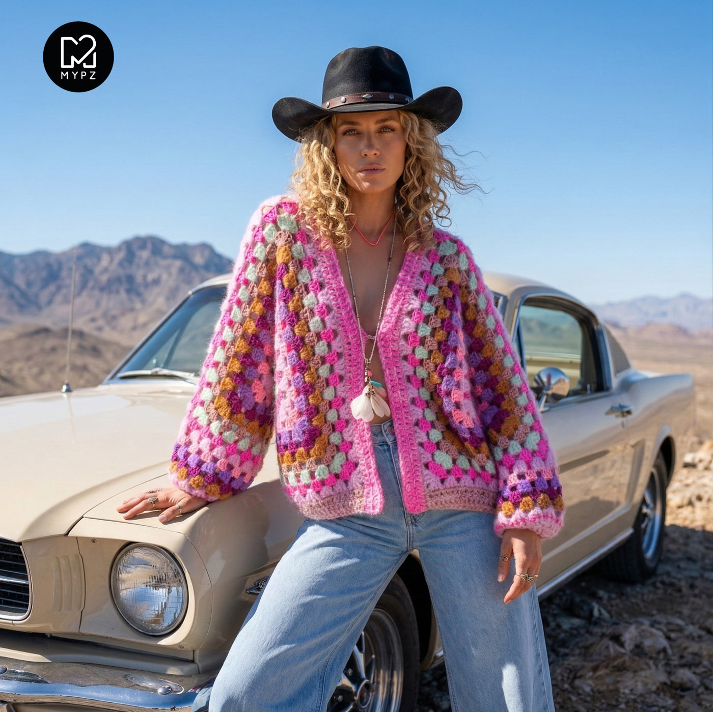 Patrón de crochet - Cárdigan Hexágono MYPZ Violet Pop (ENG-NL-DE-FR-ES)