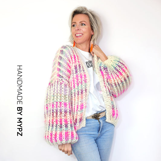 Knitting Kit ā MYPZ Chunky Mohair Rib Cardigan Dusty-Pink No.12 (ENG-NL)