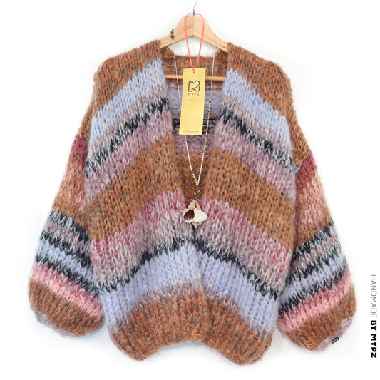 Kit de punto – Cárdigan de mohair grueso MYPZ Nogal n.º 15 (ENG-DE-NL-ES-FR-IT-DA-SV-NO)