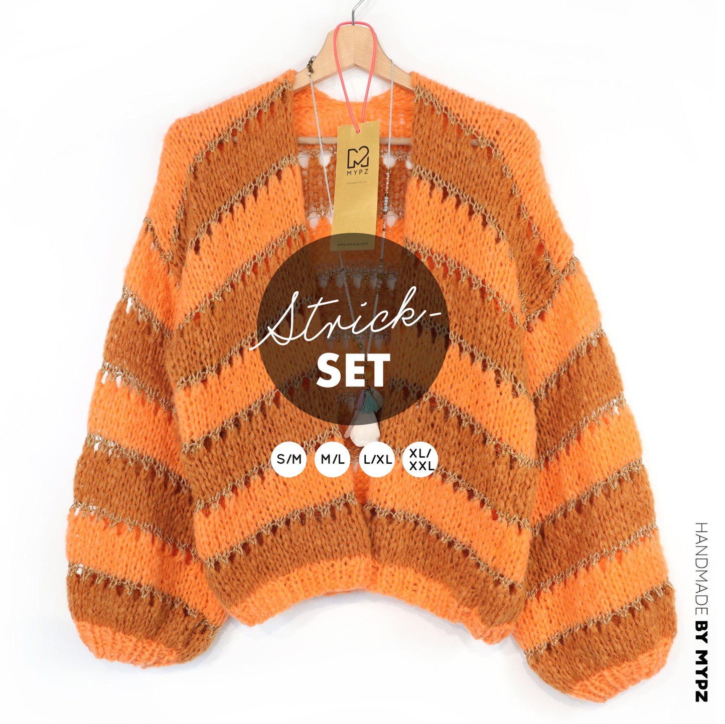 Knitting kit – MYPZ Light Alpaca Cardigan Golden Flow No10 (ENG-NL-DE)