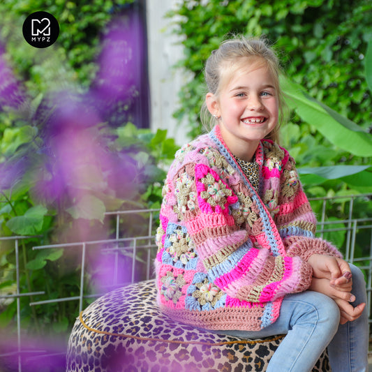 Crochet kit - Flowergranny cardigan Fusion for kids