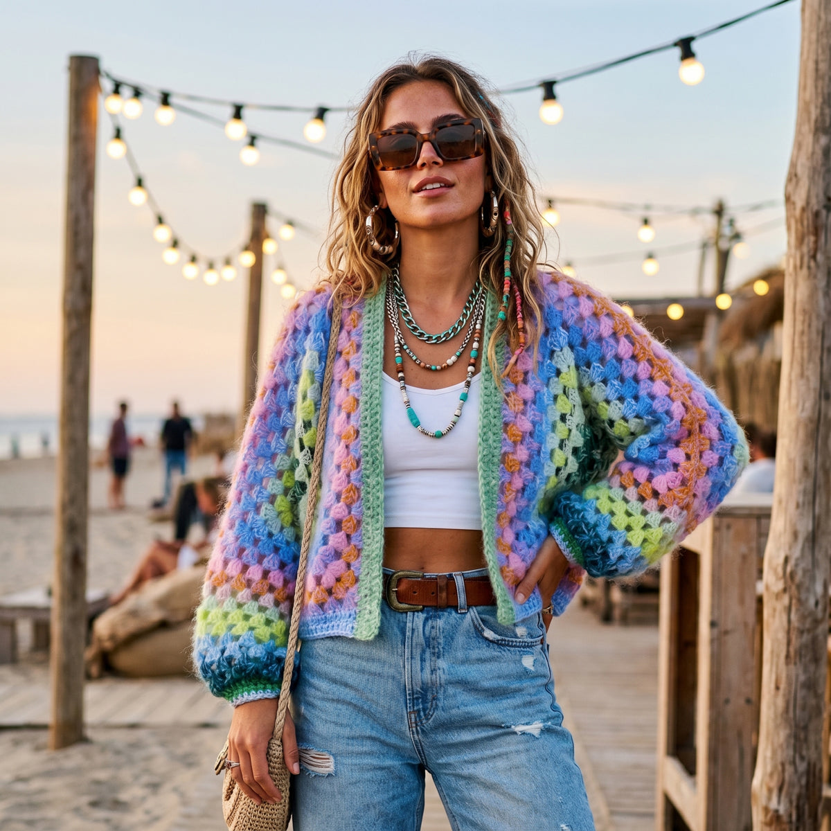 MYPZ Chunky Mohair Cardigan Lemon Garden