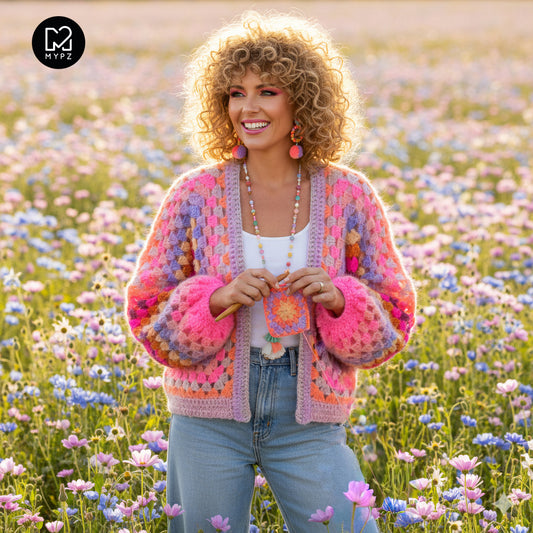 Crochet kit - MYPZ Hexagon Cardigan Pink Vibes (ENG-NL-DE-FR-ES)