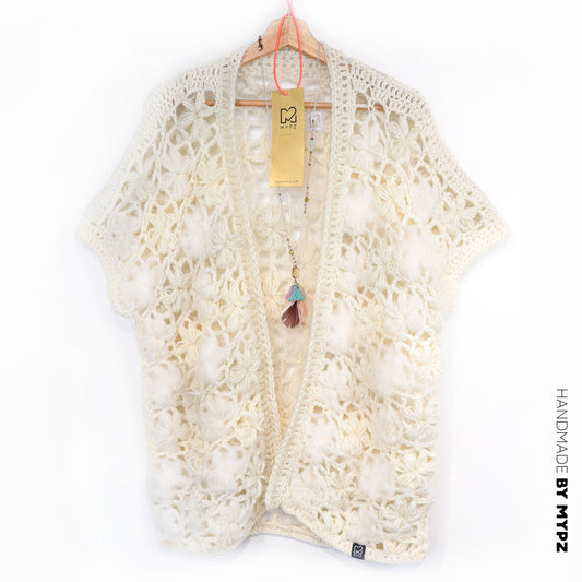 Kit de ganchillo -MYPZ Cárdigan Wildflower Shades of White (ENG-NL-DE-FR-ES)