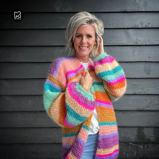 Crochet kit - Chunky Mohair cardigan Gemstone (ENG-NL)