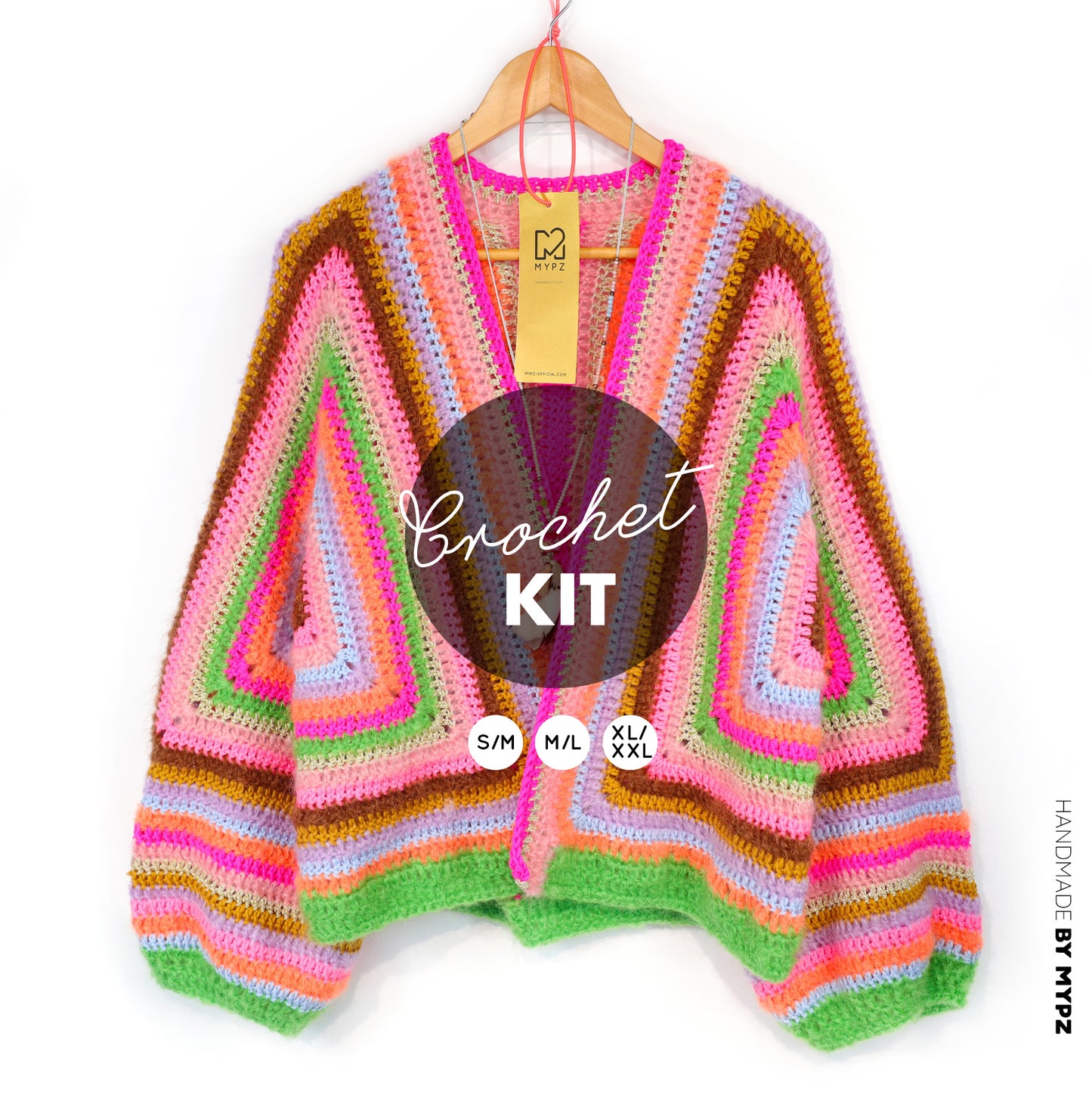 Kit de crochet - MYPZ Cárdigan Hexágono Vibrant Soul (ENG-NL-DE-FR-ES)
