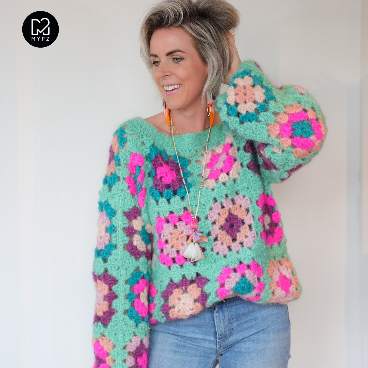 Design your own kit - Crochet kit MYPZ Granny square Mohair pullover (ENG-NL)