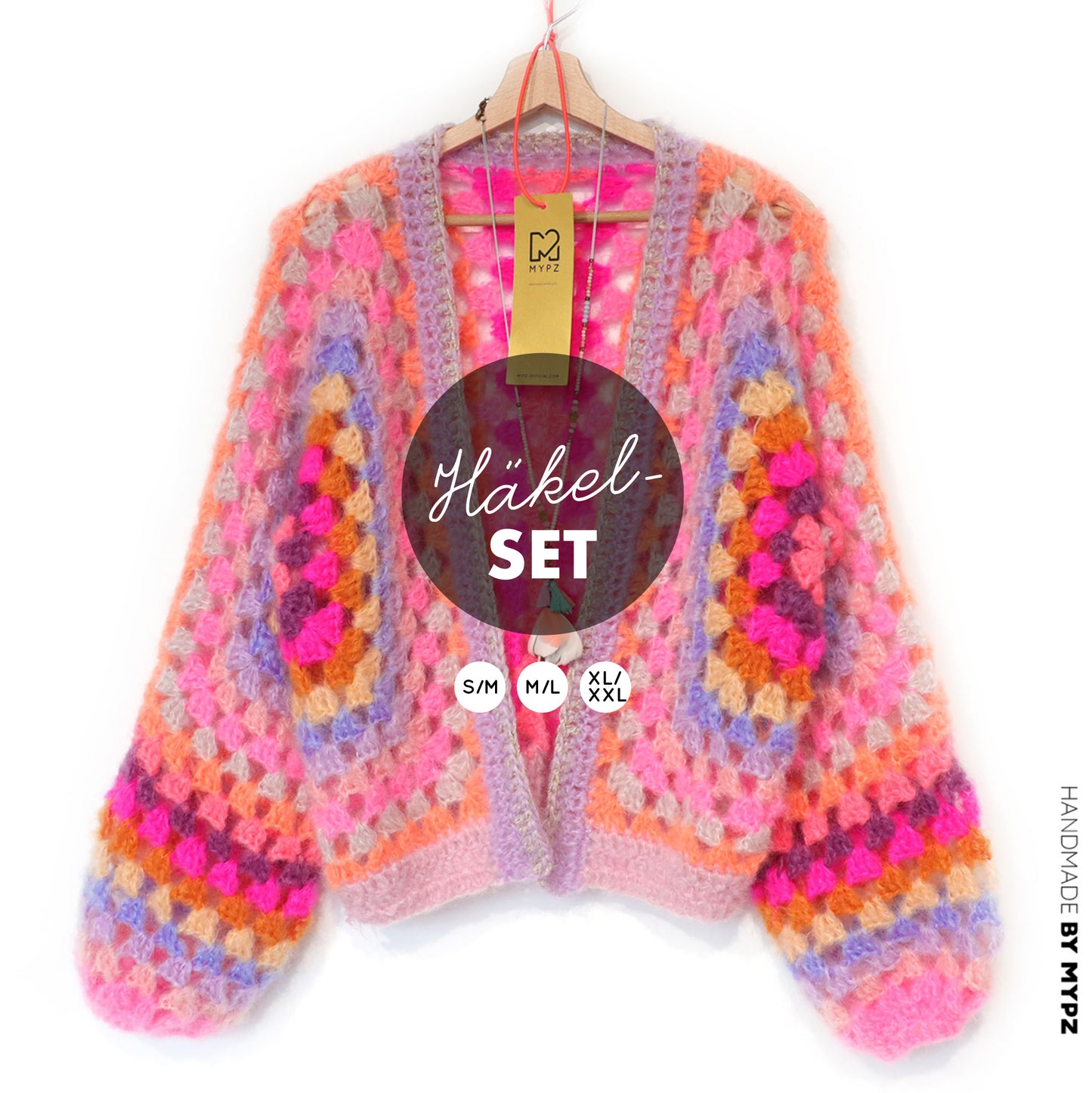 Crochet kit - MYPZ Hexagon Cardigan Pink Vibes (ENG-NL-DE-FR-ES)