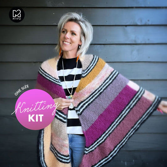 Knitting Kit - Cosy Cuddle Mohair Shawl Brown Love No6 (ENG-NL)