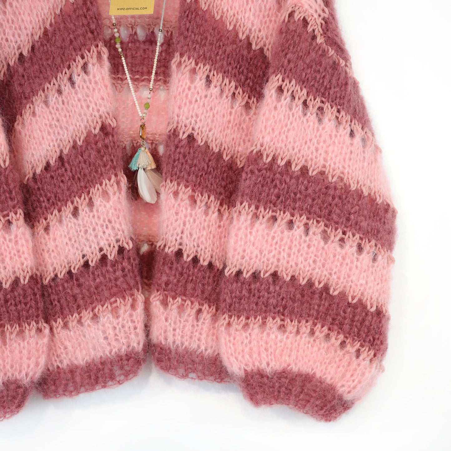 Kit de tejido – Cárdigan corto ligero de mohair MYPZ Rose Burgundy No10 (ENG-NL-DE-FR-ES)