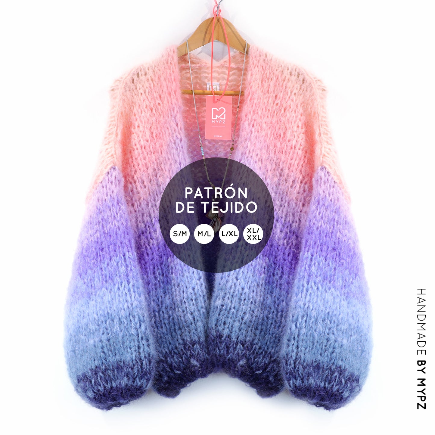 Patrón de tricot – Cárdigan corto grueso de mohair MYPZ Blue Sky No15 (ENG-NL-DE-FR-ES)