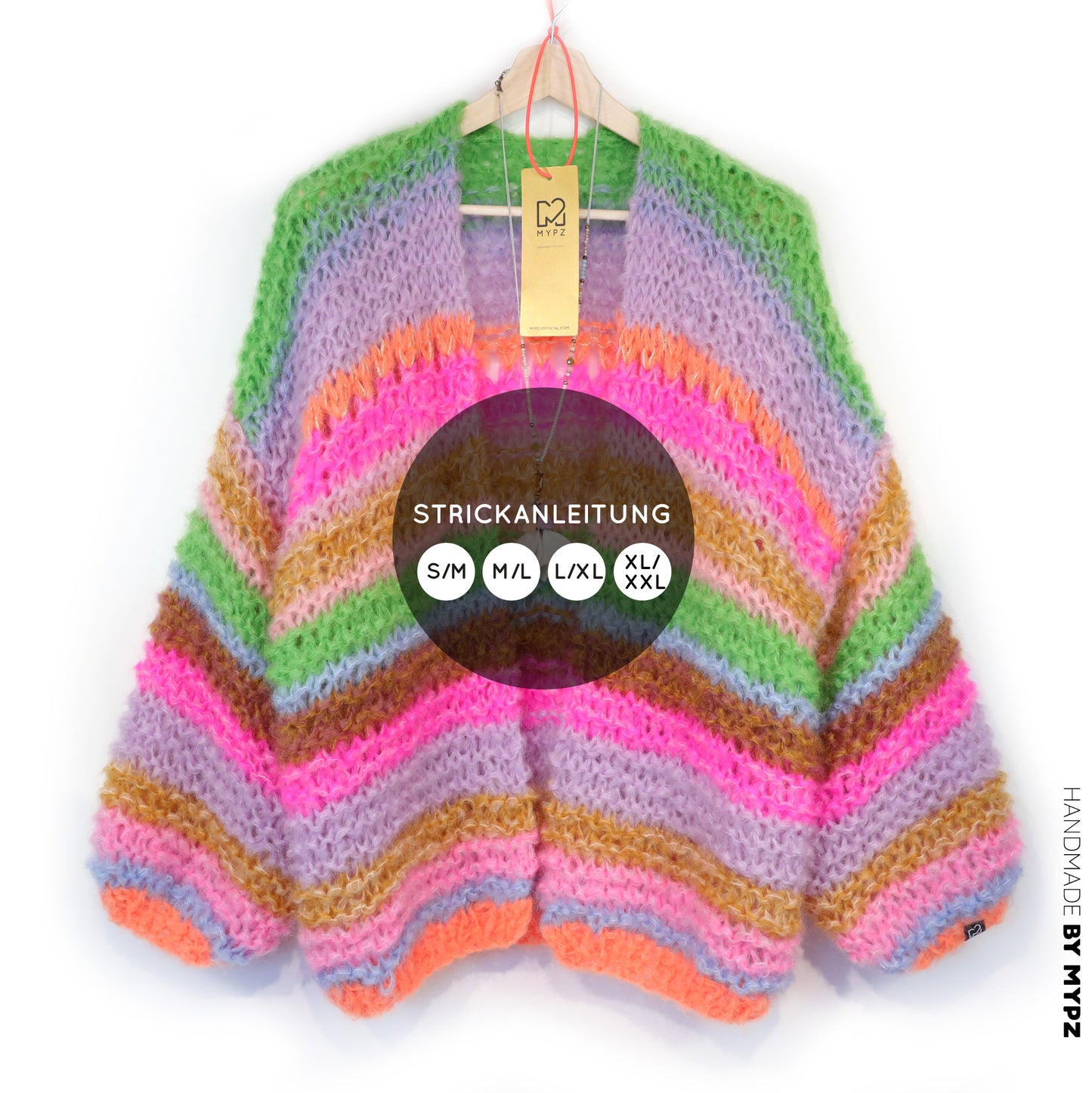 Knit pattern – MYPZ Chunky Mohair Cardigan Rainbow Sorbet No.15 (ENG-NL-DE)