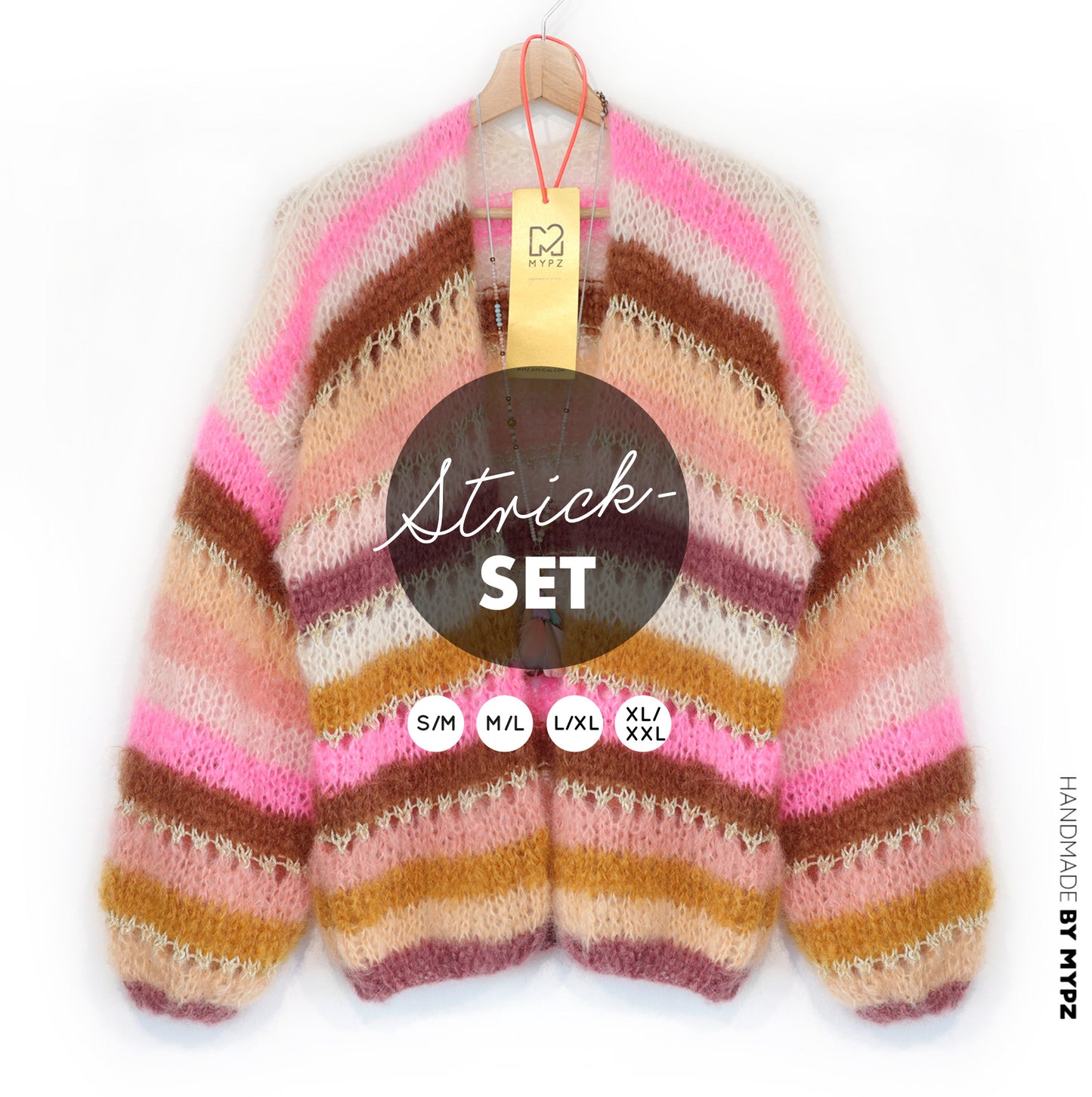 Knitting kit – MYPZ Light Mohair Cardigan Caramel No10 (ENG-NL-DE)