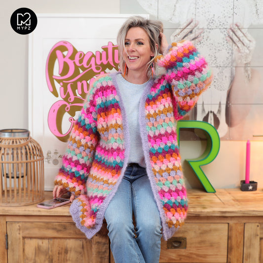 Crochet pattern - MYPZ Mohair Granny stripes cardigan Spirit (ENG-NL)