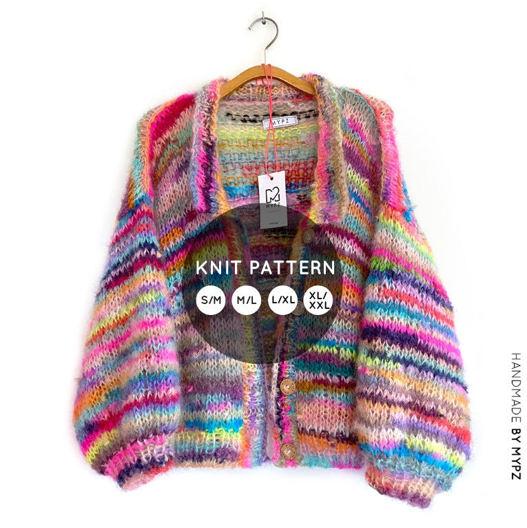 Knit Pattern – MYPZ Short Light Mohair Scrap Yarn Cardigan No10