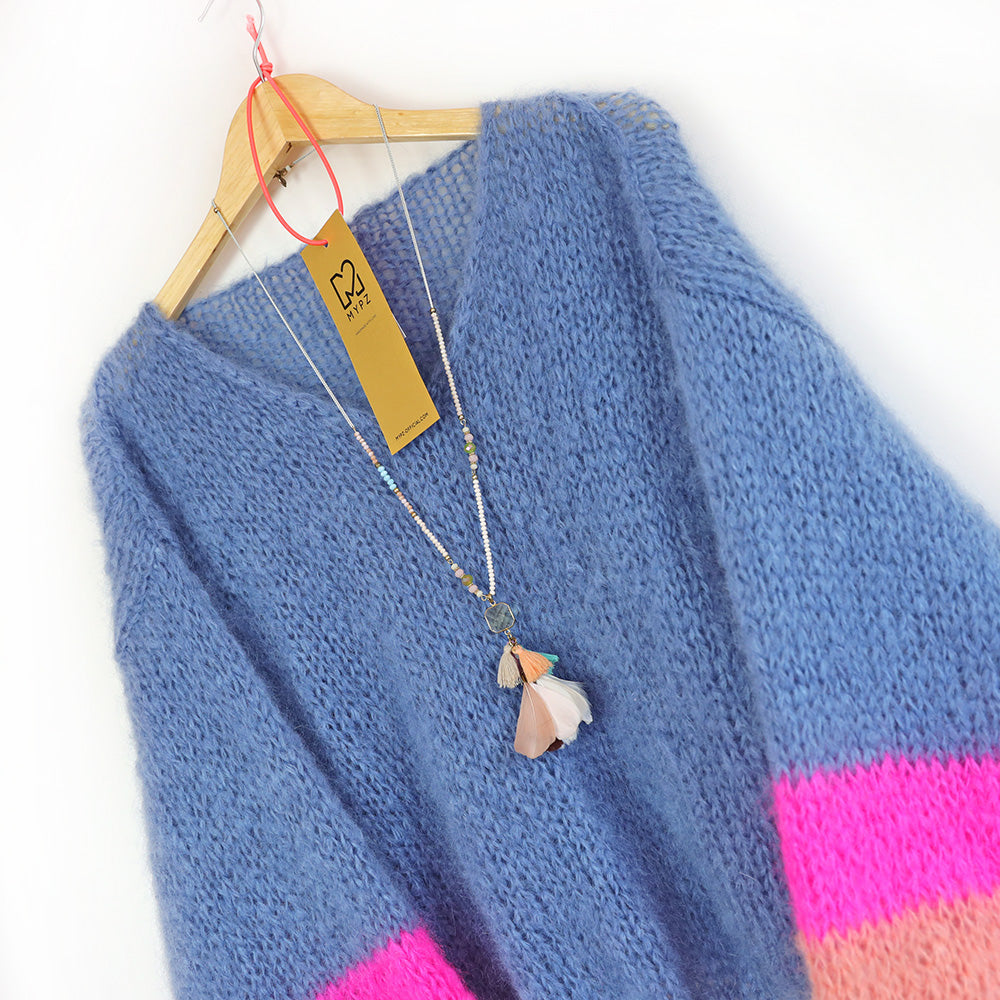 Knitting Kit – MYPZ Basic Light Mohair v-neck Pullover Bluish no10 (ENG-NL)