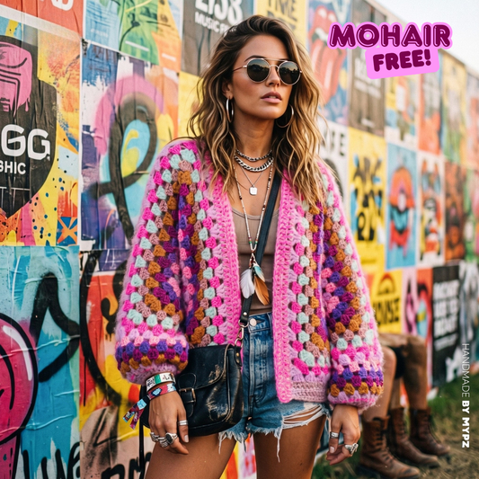 Kit de crochet - Cárdigan Hexágono MYPZ Violet Pop (ENG-NL-DE-FR-ES)
