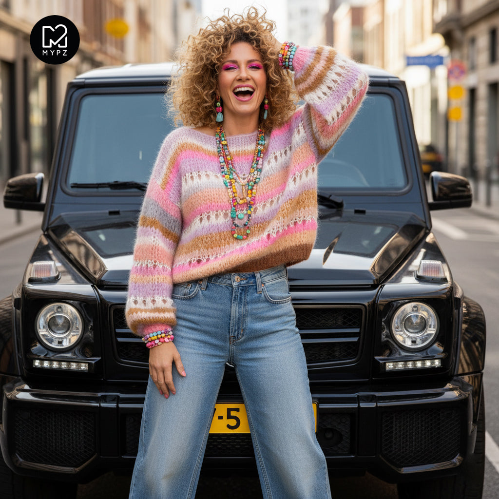 Knitting Kit – Chunky Mohair Pullover Bijoux No.12 (ENG-NL-DE)