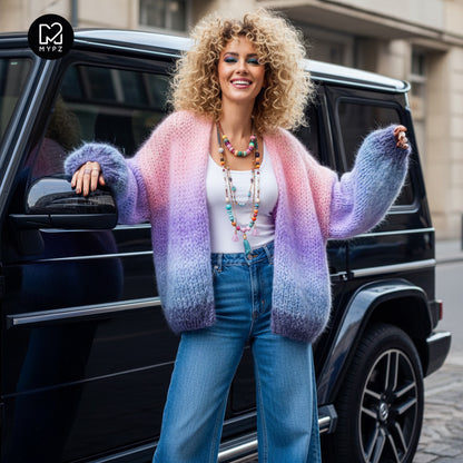 Patrón de tricot – Cárdigan corto grueso de mohair MYPZ Blue Sky No15 (ENG-NL-DE-FR-ES)