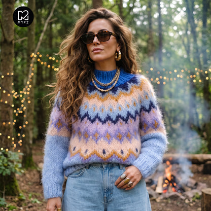 MYPZ  Chunky Topdown Mohair Pullover Blueberry