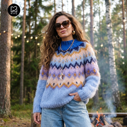 Patrón de tejido - MYPZ Chunky Topdown Mohair Pullover Blueberry n.º 12 (ENG-DE-NL-ES-FR-IT-DA-SV-NO)