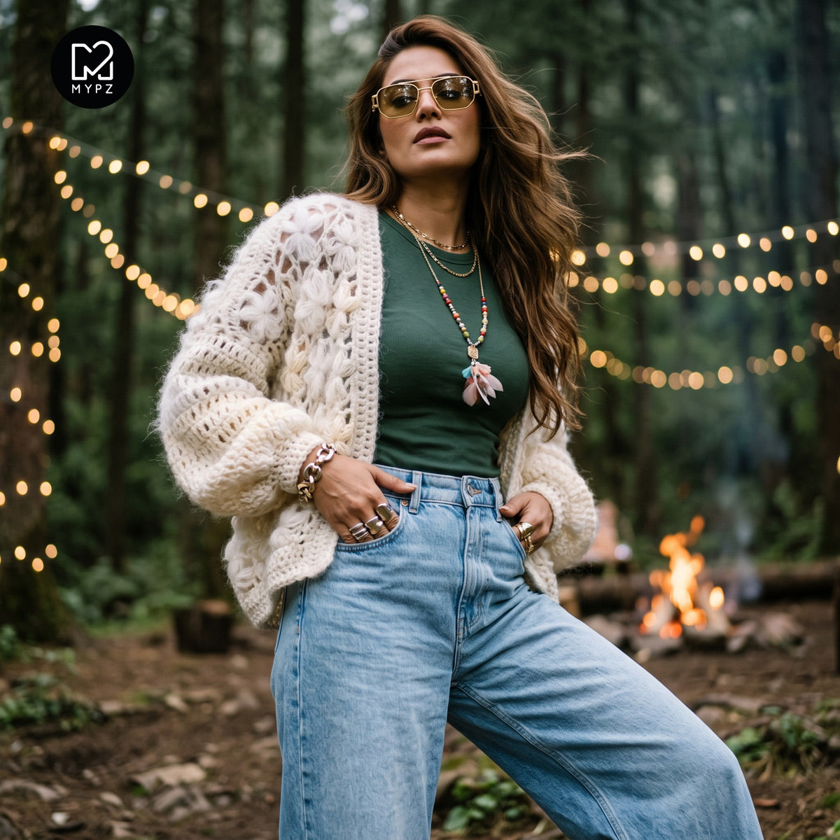 Crochet kit - MYPZ Short bomber cardigan Wildflower Off White (ENG-DE-NL-ES-FR-IT-DA-SV-NO)