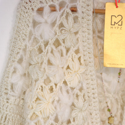 Crochet kit - MYPZ Short bomber cardigan Wildflower Off White (ENG-DE-NL-ES-FR-IT-DA-SV-NO)