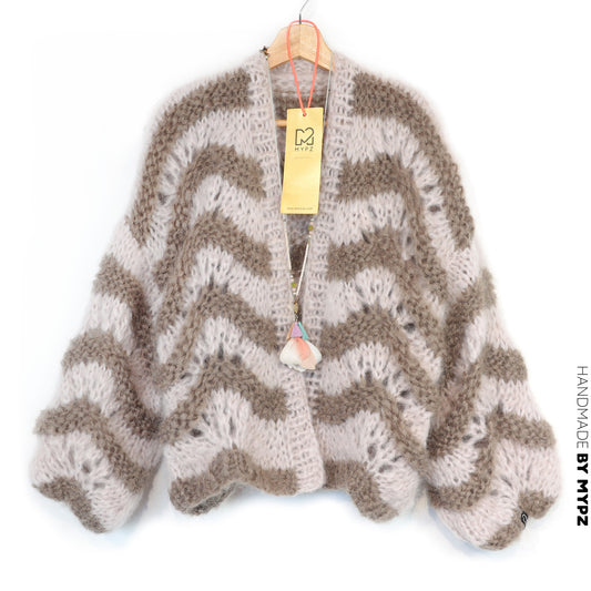 Knit Pattern – Short Chunky Mohair Cardigan Stonies Wave No.12 (ENG-DE-NL-ES-FR-IT-DA-SV-NO)