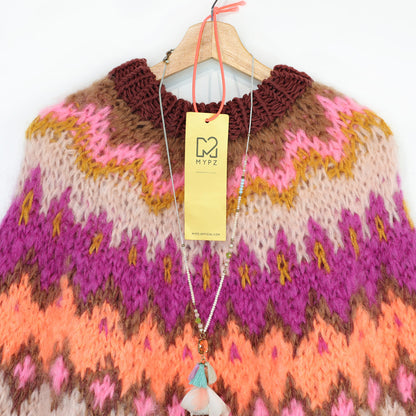 Knit pattern – MYPZ Chunky Topdown Mohair Poncho Brownberry No.12 (ENG-DE-NL-ES-FR-IT-DA-SV-NO)