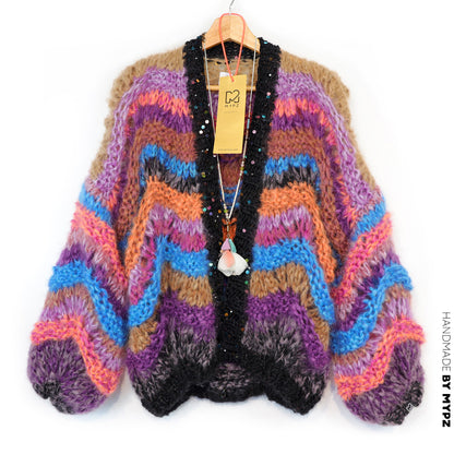 Patrón de tejido - Cárdigan corto de mohair grueso Maple Wave n.º 12 (ENG-DE-NL-ES-FR-IT-DA-SV-NO)