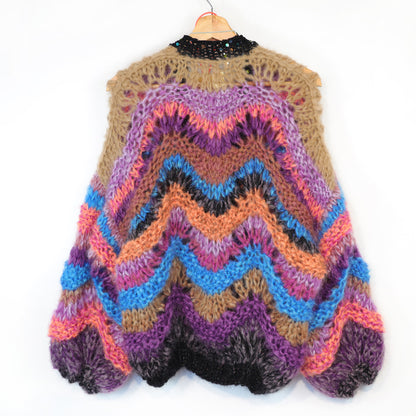 Patrón de tejido - Cárdigan corto de mohair grueso Maple Wave n.º 12 (ENG-DE-NL-ES-FR-IT-DA-SV-NO)