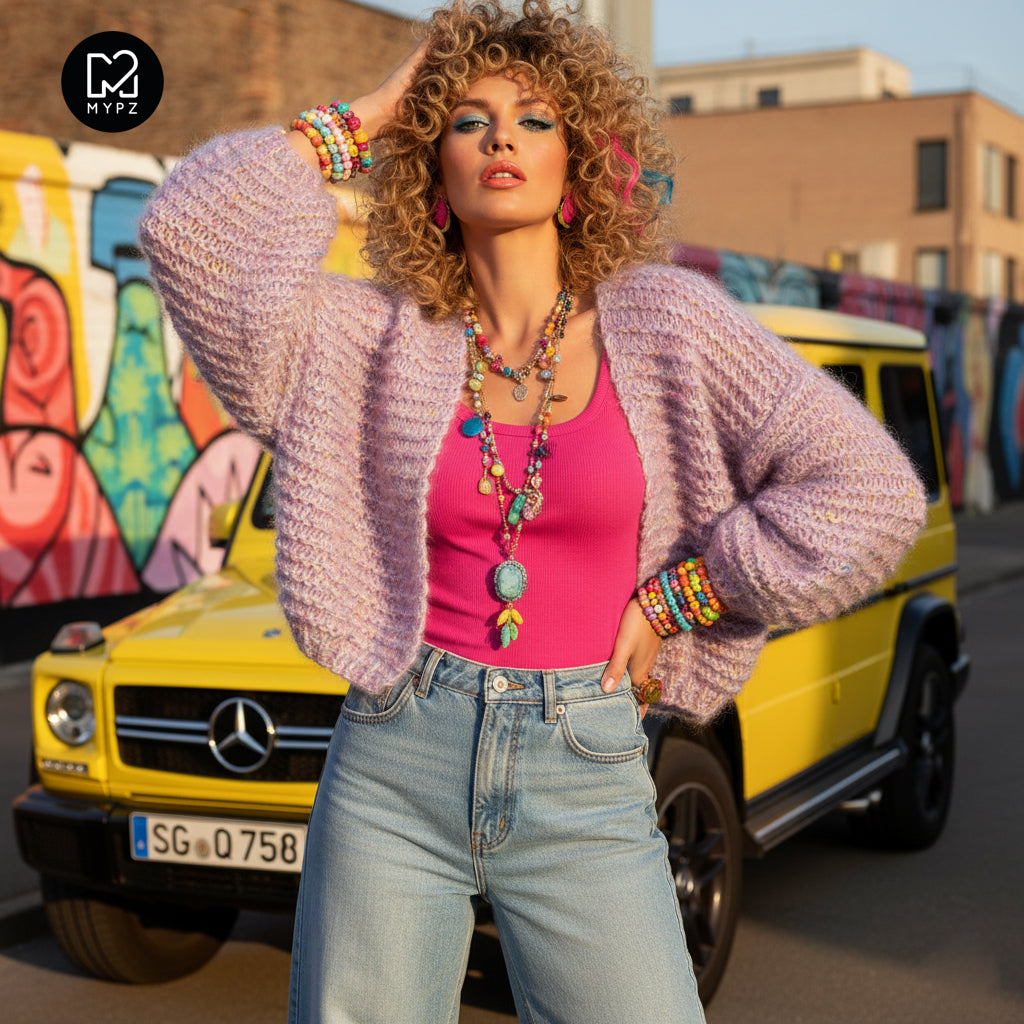 MYPZ Short Chunky Mohair Cardigan Confetti Nights