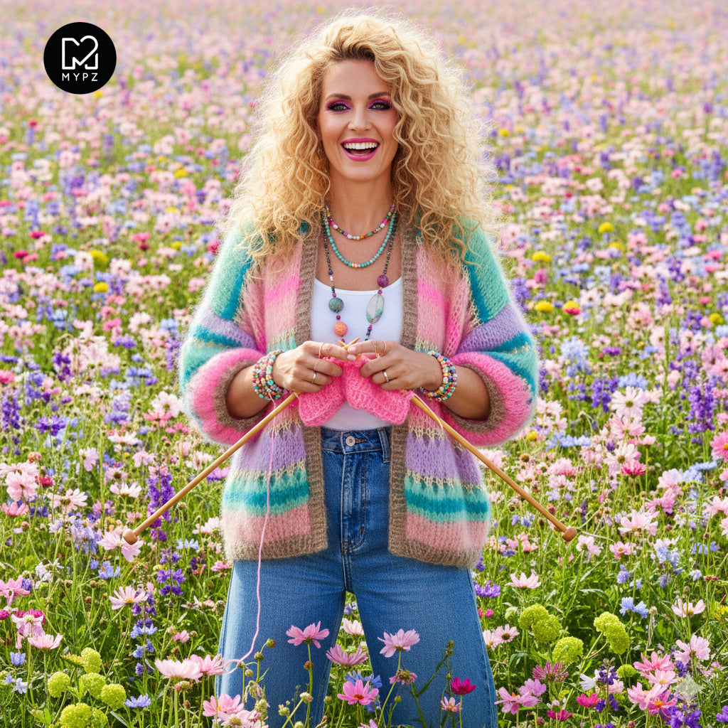 Knitting kit – MYPZ Short Light Mohair Cardigan Faby No10 (ENG-NL-DE)