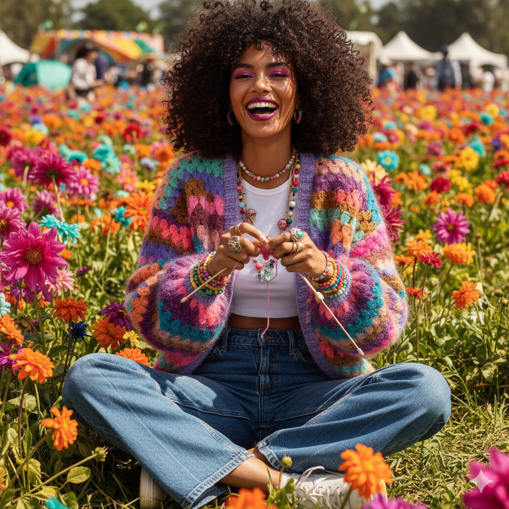 Crochet pattern - MYPZ short Mohair Granny stripes cardigan Fiesta (ENG-NL-DE)