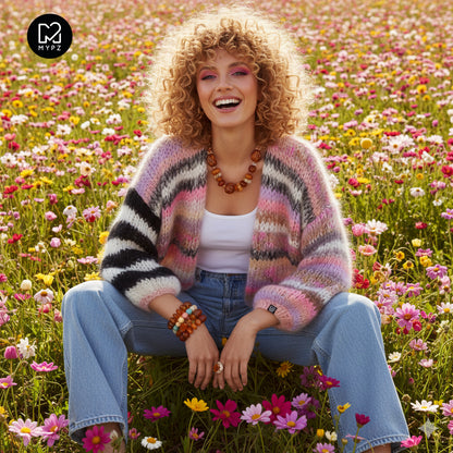 Knitting Kit – MYPZ Chunky Mohair Cardigan Funky Caramel No.15 (ENG-NL-DE)