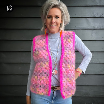 Crochet kit - MYPZ Mohair Granny stripes Gilet Karma (ENG-NL)