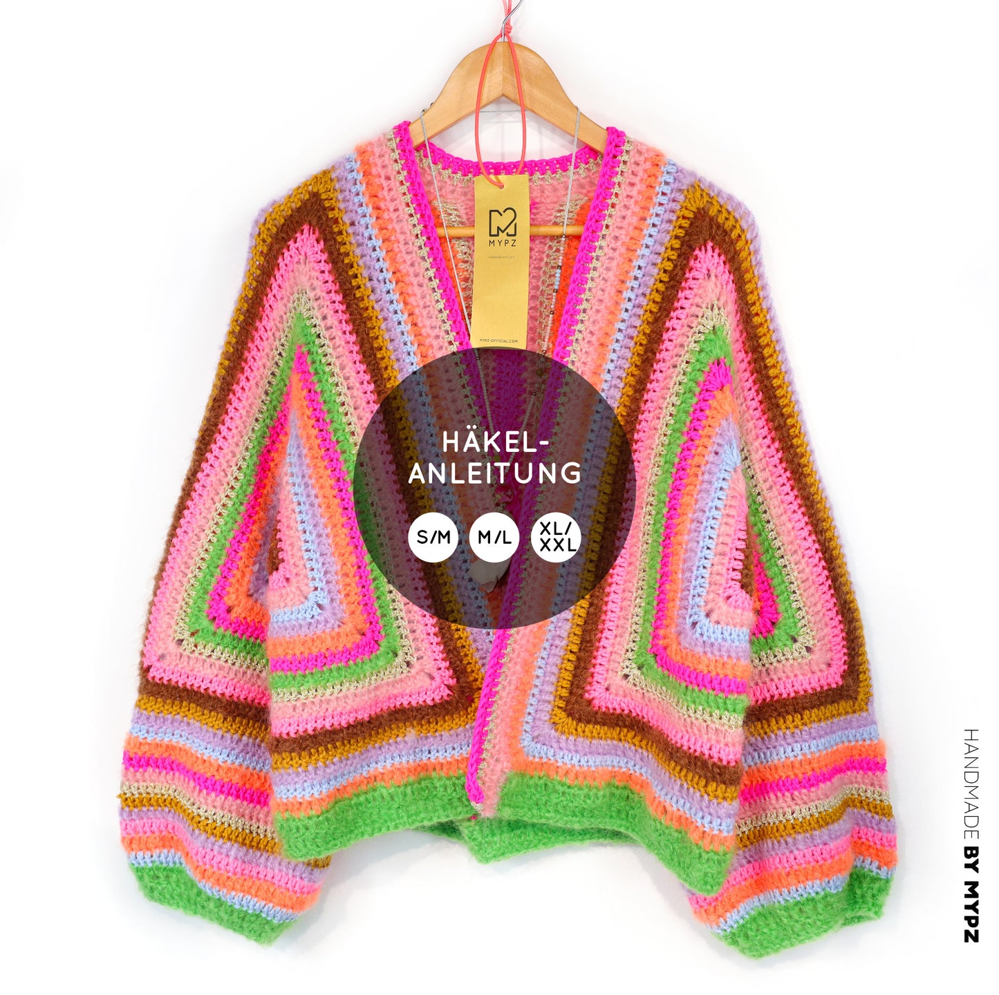 Crochet pattern - MYPZ Hexagon Cardigan Vibrant Soul (ENG-NL-DE-FR-ES)