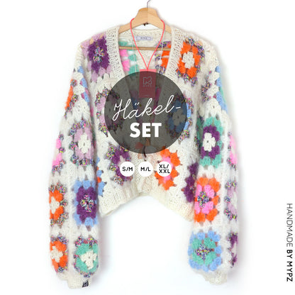 Kit de ganchillo - MYPZ Dreamy Granny cárdigan bomber cuadrado Off White (ENG-NL-ES)