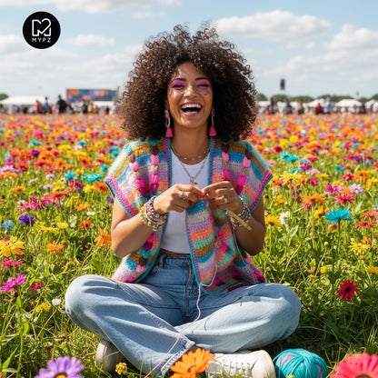 Crochet kit - Chunky Mohair-merino vest Heartbeat (ENG-NL-DE-FR)