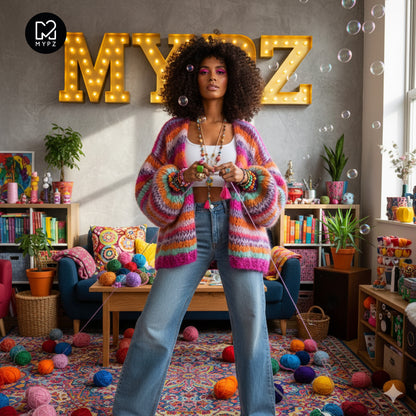 Knit pattern – MYPZ short basic chunky cardigan Lavie (ENG-NL-ES)