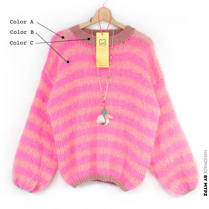Design your own kit - Knitting Kit MYPZ Light Mohair Pullover Sriped No8 (ENG-DE-NL)