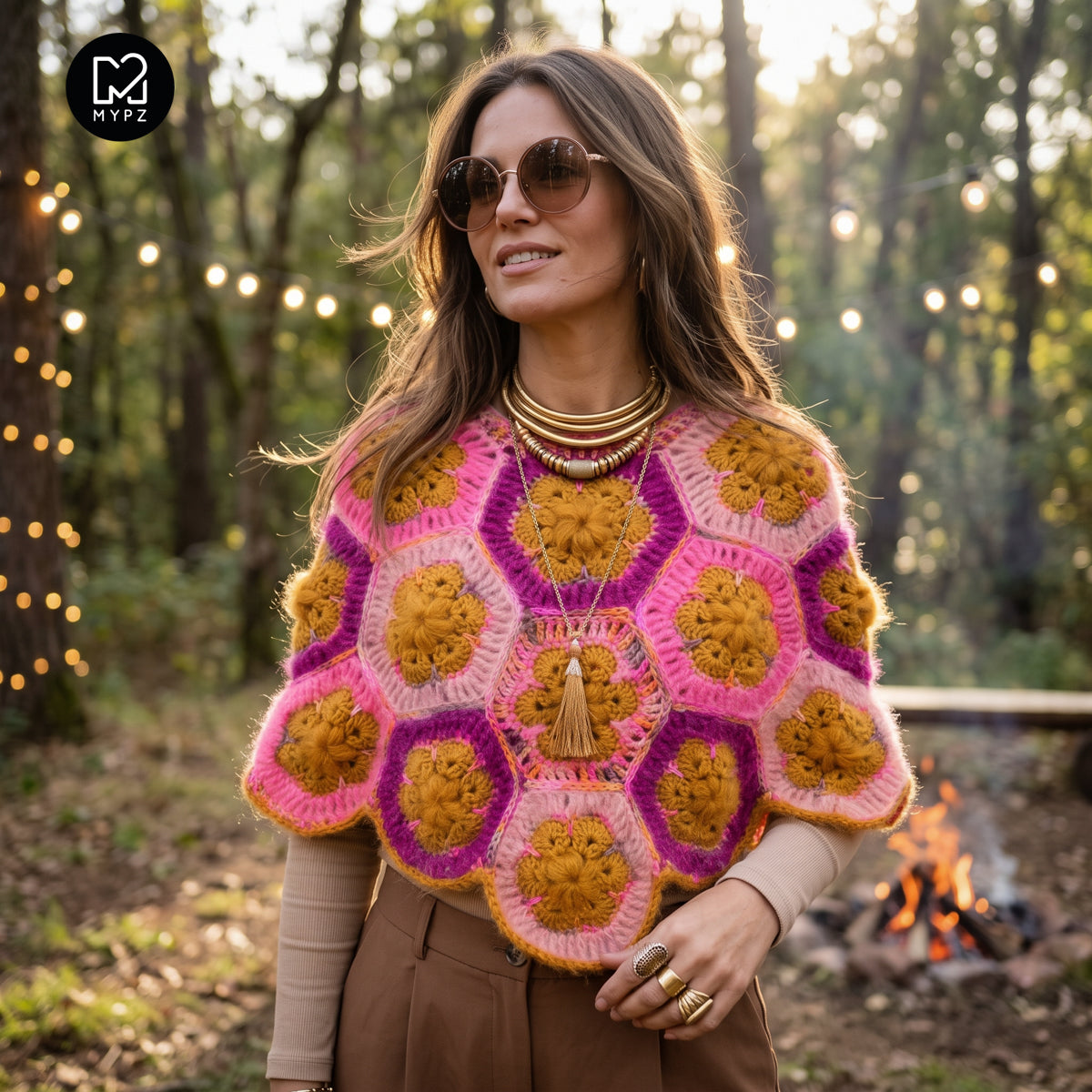 Crochet pattern - MYPZ Poncho Pecan (ENG-DE-NL-ES-FR-IT-DA-SV-NO)