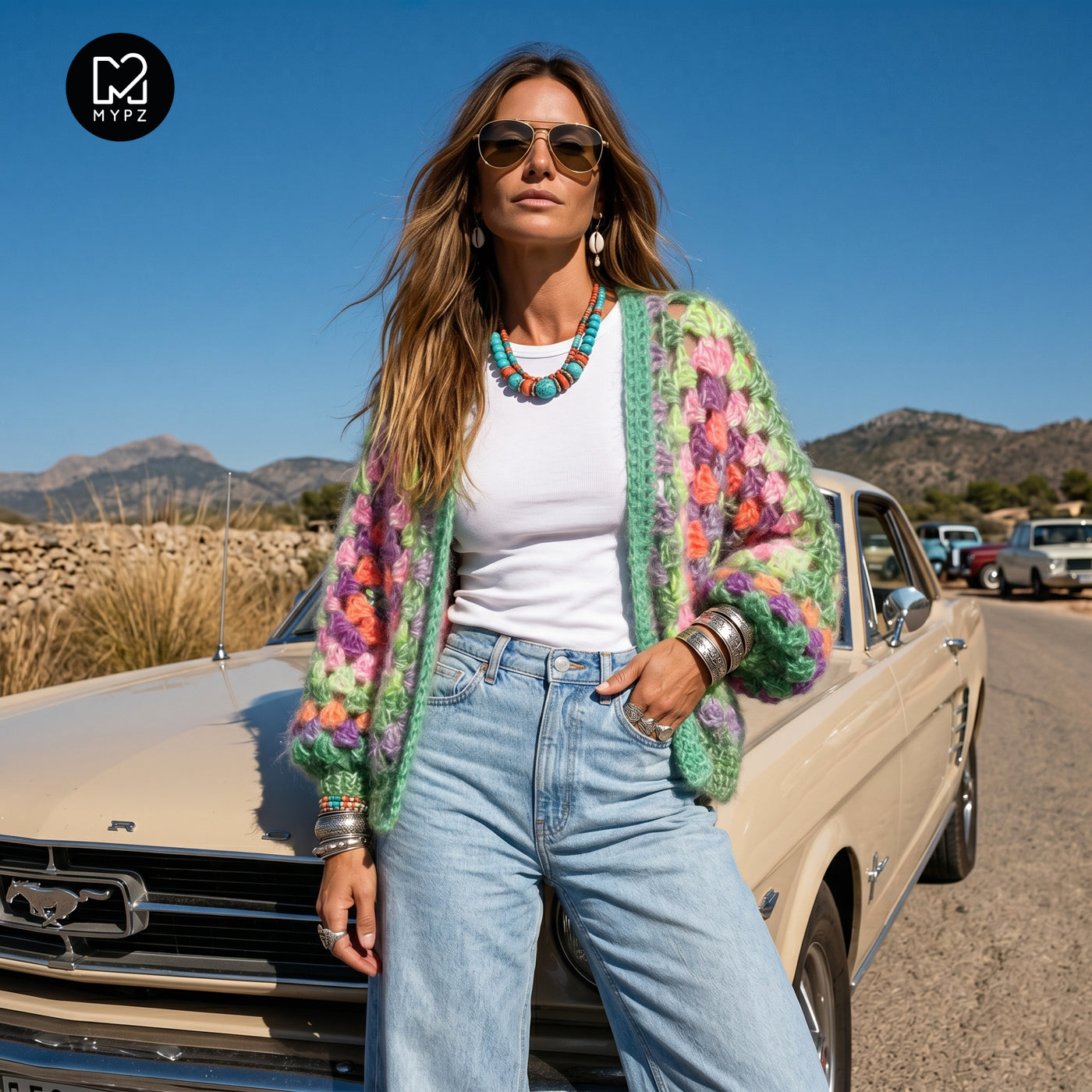 Crochet pattern - MYPZ Chunky Hexagon Cardigan Pistachio (ENG-NL-DE)