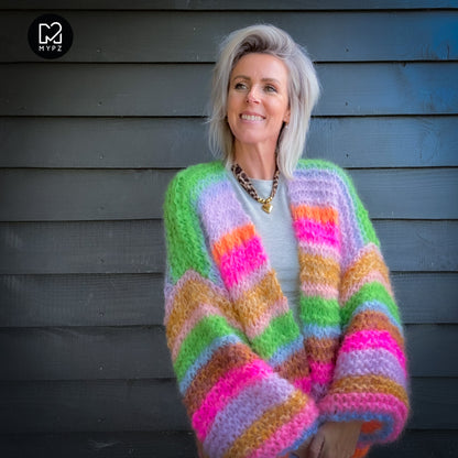 MYPZ Chunky Mohair Cardigan Rainbow Sorbet