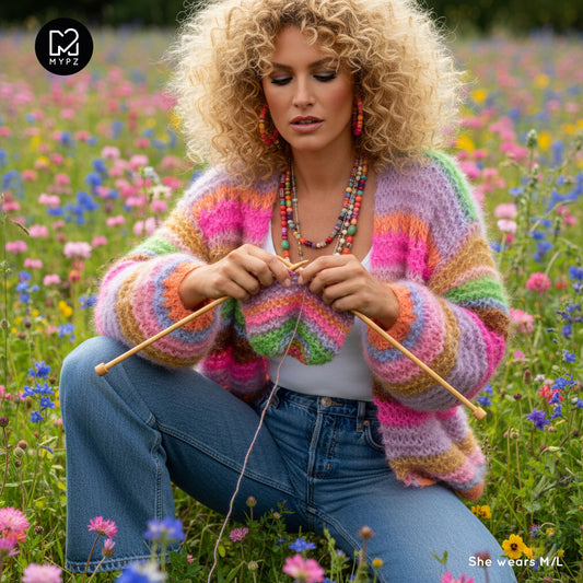 Knit pattern – MYPZ Chunky Mohair Cardigan Rainbow Sorbet No.15 (ENG-NL-DE)