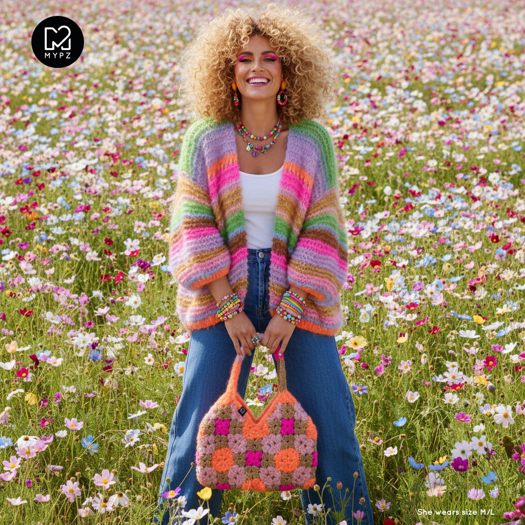 MYPZ Chunky Mohair Cardigan Rainbow Sorbet