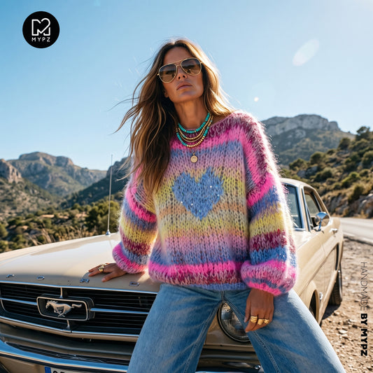 Kit de Tejido – Suéter Corto Grueso de Alpaca-Mohair MYPZ Sunset Rave No15 (ENG-NL-DE-FR-ES)