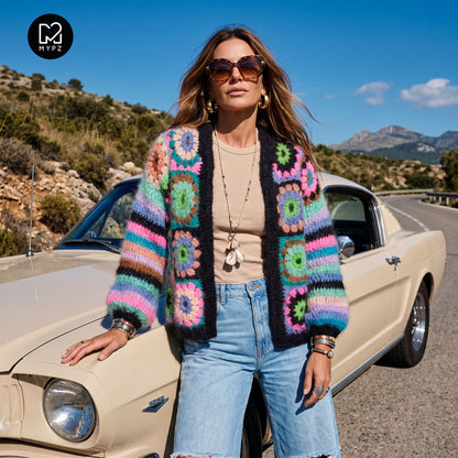 Kit de ganchillo - MYPZ Dreamy Granny cárdigan bomber cuadrado Off White (ENG-NL-ES)