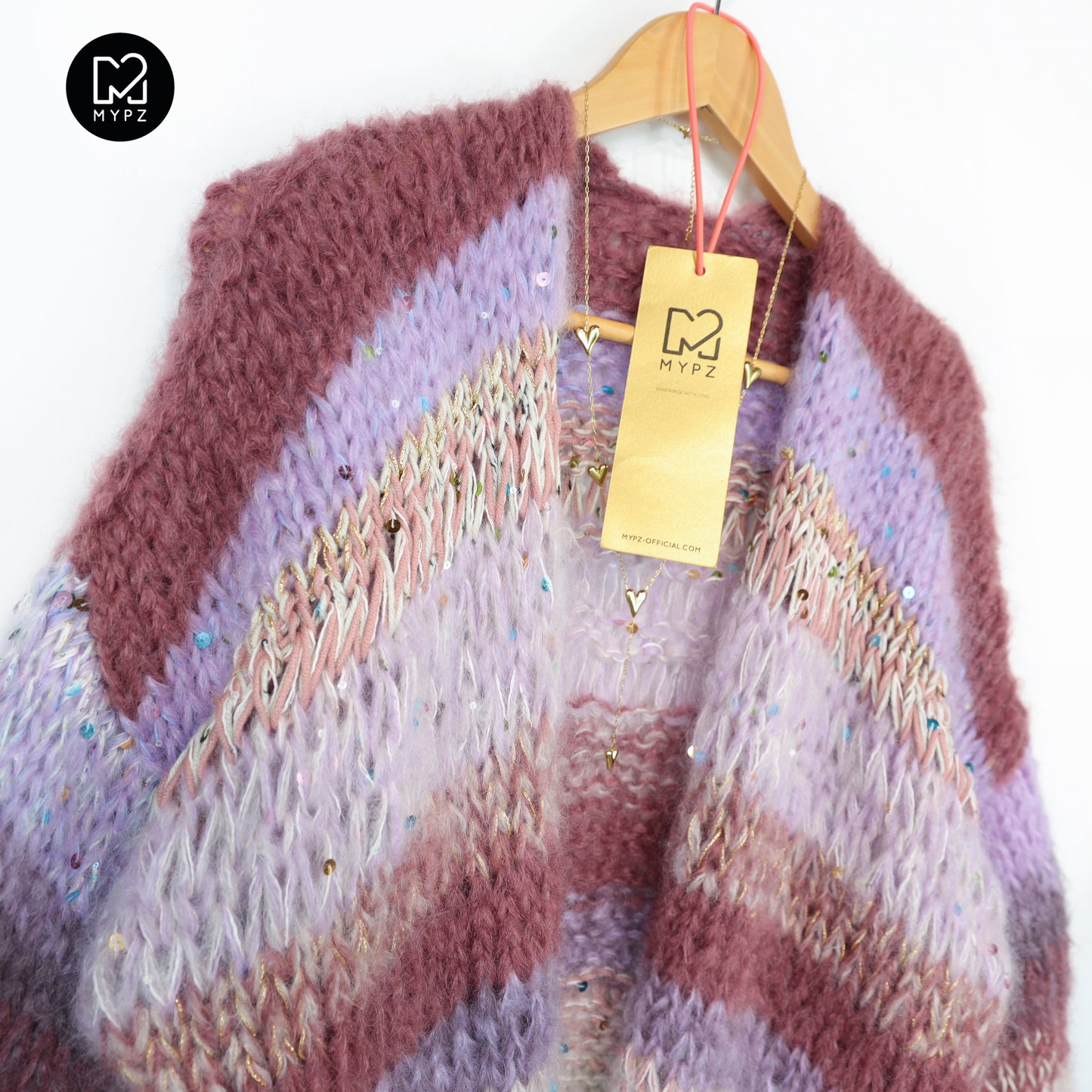 Chunky Mohair cardigan Whisper Rose